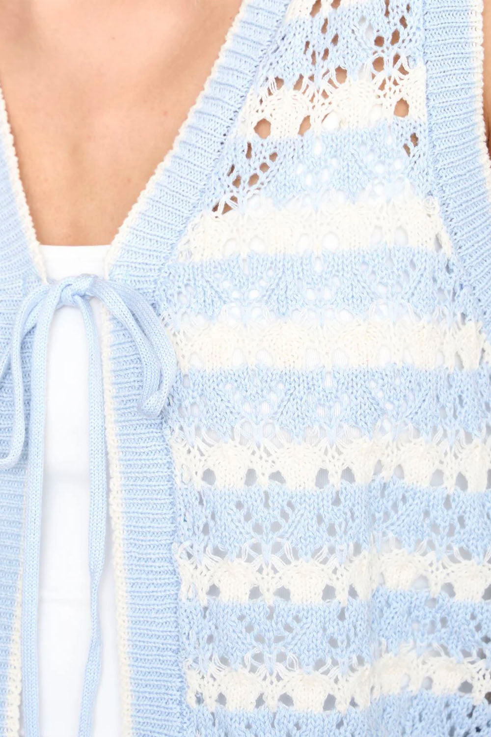 24COLOURS - STRIPED KNIT VEST - BLUE/WHITE