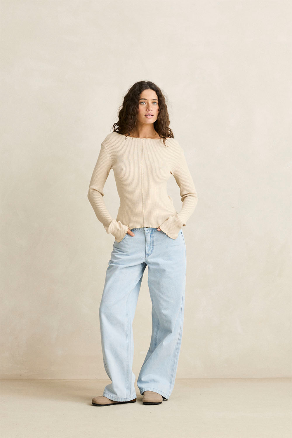 RHYTHM - ESSENTIAL LONG SLEEVE KNIT TOP