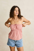 RHYTHM - KIRRA CHECK STRAPLESS TOP
