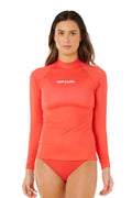 RIP CURL - CLASSIC SURF UPF RASHGUARD - LONG SLEEVE - RED - WOMAN