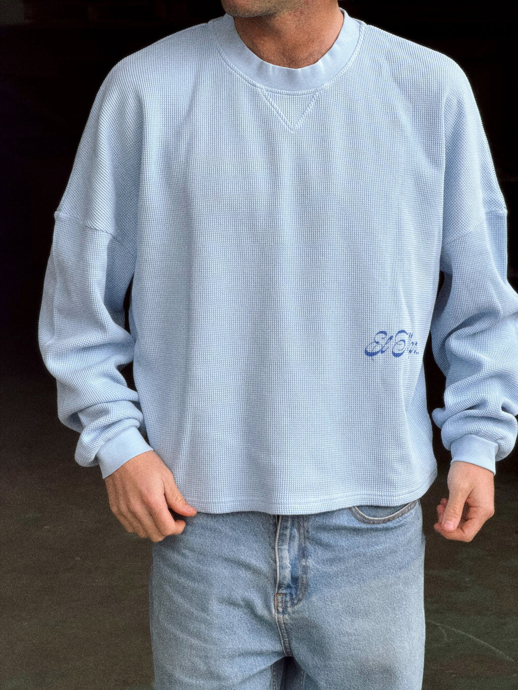 PUKAS SURF SHOP - EL MAR WAFFLE LONG SLEEVE TEE - SKY